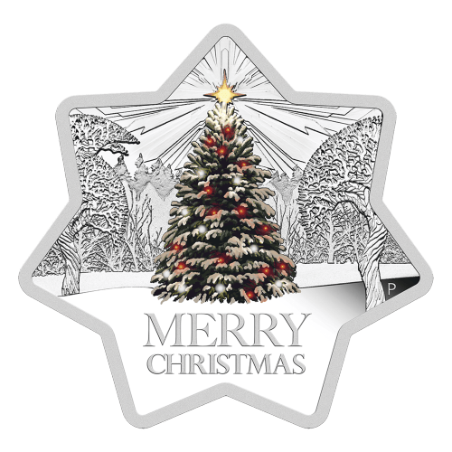 Pièce 1 once d'argent Épreuve numismatique en forme d'étoile de Noël 2015 | Monnaie de Perth