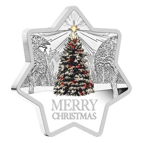Pièce 1 once d'argent Épreuve numismatique en forme d'étoile de Noël 2015 | Monnaie de Perth