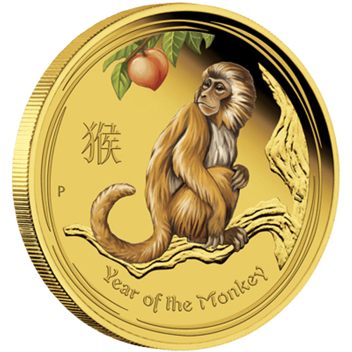1 oz 2016 Lunar Year of the Monkey Colourized Gold Proof Coin | Perth Mint