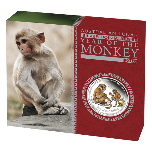 Pièce 1/2 once d'argent coloré Épreuve numismatique Lunaire Année du Singe 2016 | Monnaie de Perth