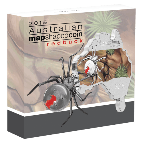 Pièce 1 once d'argent en forme de carte d'Australie Araignée à dos rouge 2015 | Monnaie de Perth