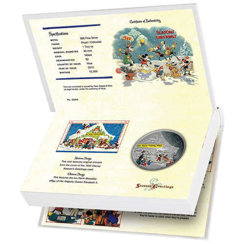 1 oz 2015 Disney Classic Season's Greetings Silver Proof Coin | New Zealand Mint