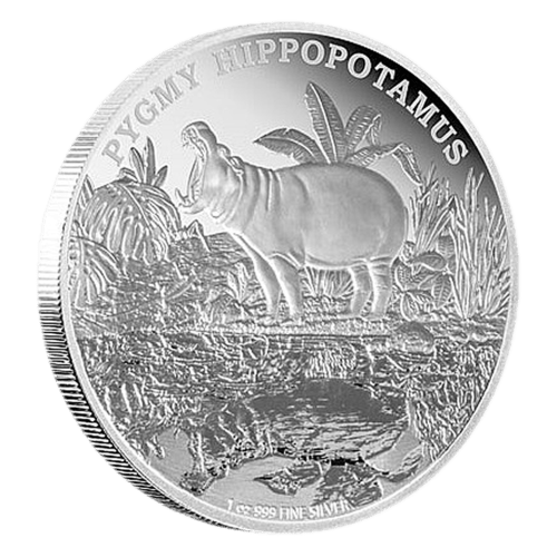 1 oz 2015 Endangered Species Pygmy Hippopotamus Silver Proof Coin | New Zealand Mint
