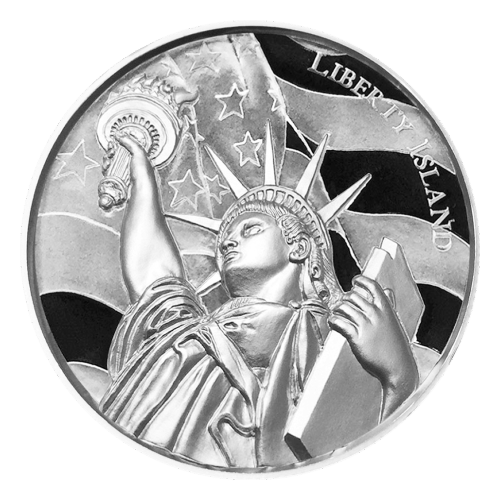 2 oz American Landmarks Series Liberty Island Ultra High Relief Silver Round | Elemetal Mint