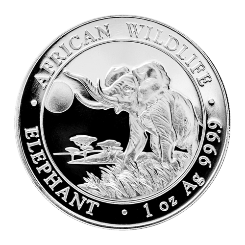 Pièce 1 once d'argent Éléphant d'Afrique somalien 2016