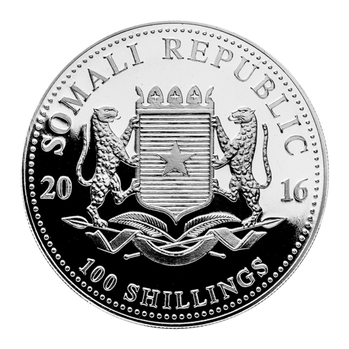 Pièce 1 once d'argent Éléphant d'Afrique somalien 2016