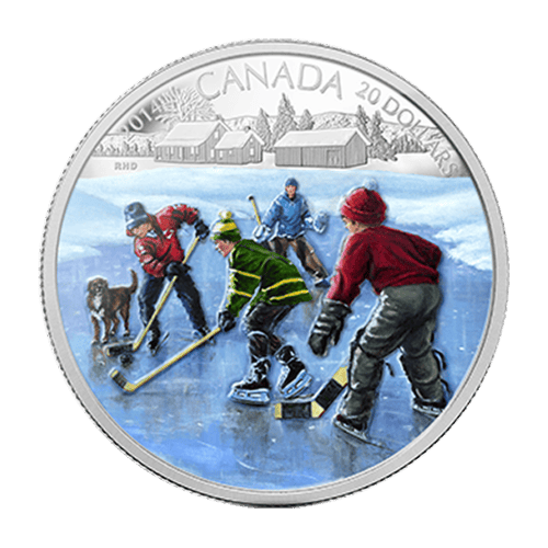 Pièce 1 once d'argent Épreuve numismatique Hockey sur étang 2014