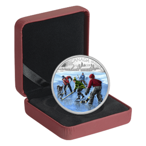 Pièce 1 once d'argent Épreuve numismatique Hockey sur étang 2014