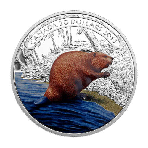Pièce 1 once d'argent Épreuve numismatique Castor au travail 2015