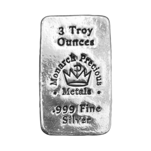 3 oz Hand Poured Silver Bar | Monarch Precious Metals | Silver