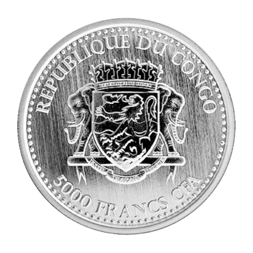 Pièce 1 once d'argent Gorille à dos argenté du Congo 2015