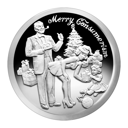 Ronde 1 once d'argent Semblable à Épreuve numismatique Le consumérisme joyeux 2015