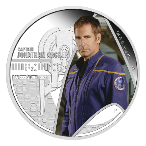 Pièce 1 once d'argent Épreuve numismatique Star Trek Capitaine Jonathan Archer 2015 | Monnaie de Perth