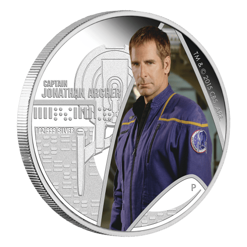 Pièce 1 once d'argent Épreuve numismatique Star Trek Capitaine Jonathan Archer 2015 | Monnaie de Perth