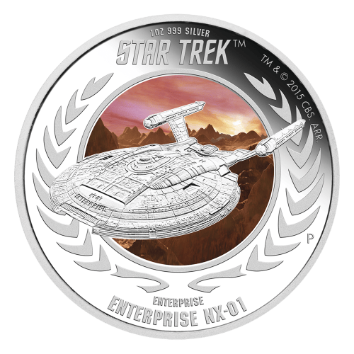 Pièce 1 once d'argent Épreuve numismatique Star Trek USS Enterprise NX-01 2015 | Monnaie de Perth