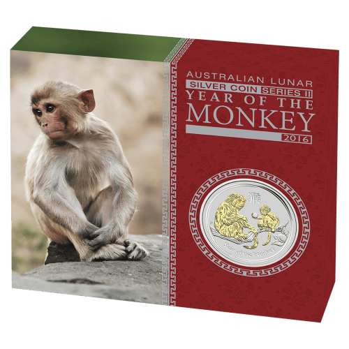 1 oz 2016 Lunar Year of the Monkey Gilded Silver Coin | Perth Mint