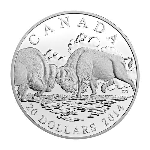 Pièce 1 once d'argent épreuve numismatique Bison : le combat 2014