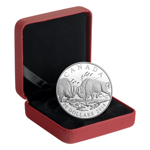 Pièce 1 once d'argent épreuve numismatique Bison : le combat 2014