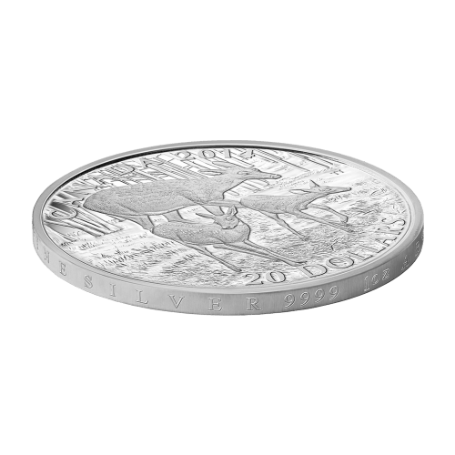Pièce 1 once d'argent Épreuve numismatique Cerf de Virginie : Femelle et ses petits 2014
