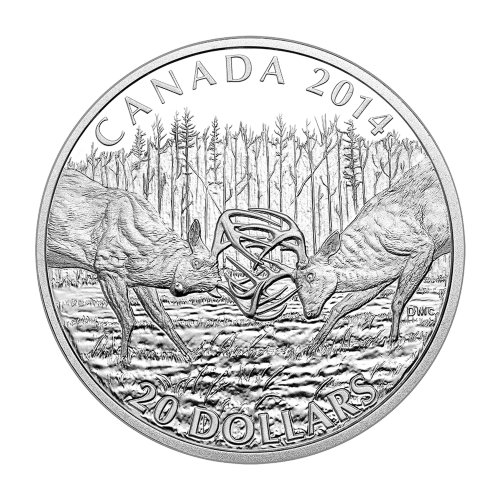 Pièce 1 once d'argent Épreuve numismatique Cerf de Virginie : Un défi 2014