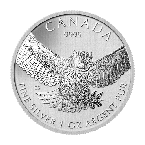 1 oz 2015 Birds of Prey Series Great Horned Owl Silver Coin | Royal Canadian Mint