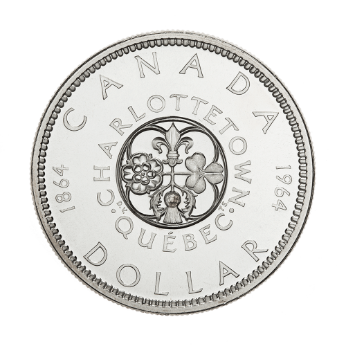 Pièce d'argent pur à 80 % Dollar canadien en circulation à valeur nominale de 1 $ de Charlottetown 1964