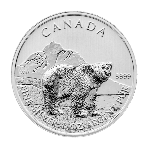 Pièce 1 once d'argent Grizzli canadien 2011