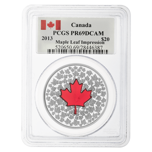 Pièce 1 once d'argent Épreuve numismatique Impression de feuille d’érable PCGS PR-69 (DCAM) 2013