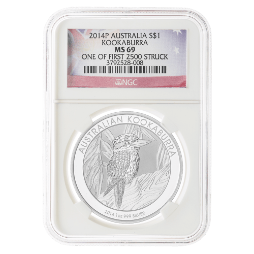 Pièce 1 once d'argent Kookaburra australien NGC MS-69 (Premières 2500 pièces frappées) 2014 | Monnaie de Perth