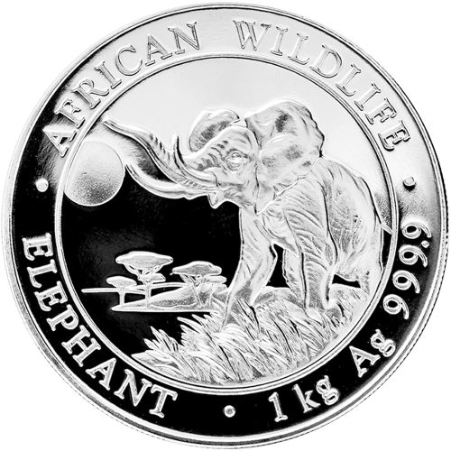 Pièce 1 kilo d'argent Éléphant africain Somalie 2016