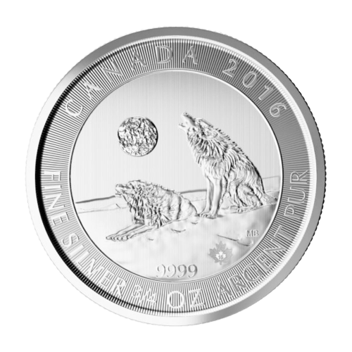 Pièce 3/4 once d'argent Loups hurlants canadiens 2016