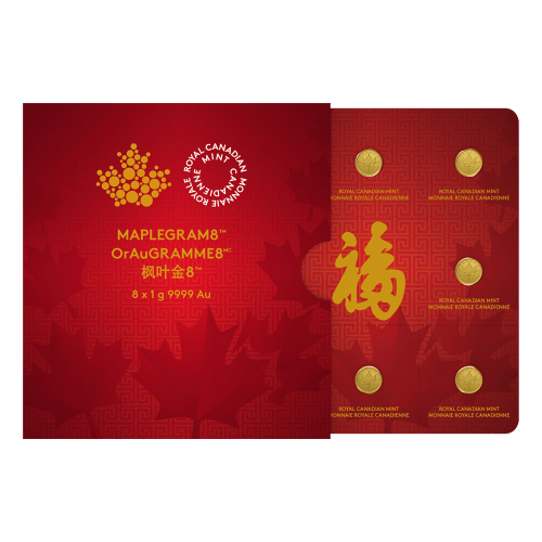 Plaquette Maplegram8 de pièces 8 grammes (8 x 1 g) en or 2016 | Monnaie royale canadienne