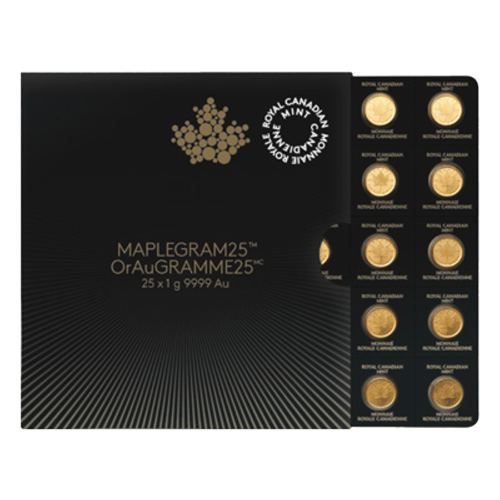 25 gram (25 x 1 g) 2016 MapleGram25 Sheet of Gold Coins | Royal Canadian Mint
