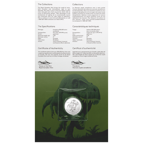 1/4 oz 2016 Tyrannosaurus Rex $20 for $20 Silver Coin