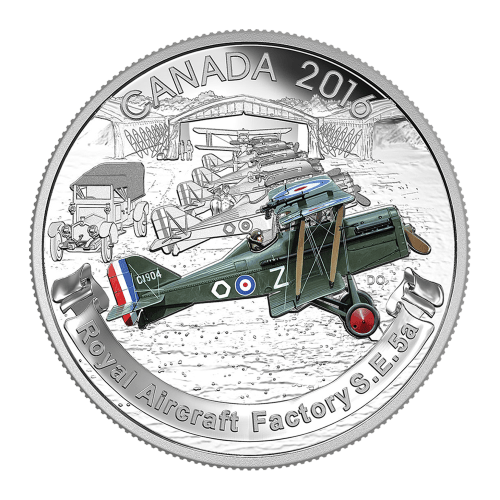 1 oz 2016 Aircraft of WW One Series | Royal Aircraft Factory S.E. 5A Silver Proof Coin