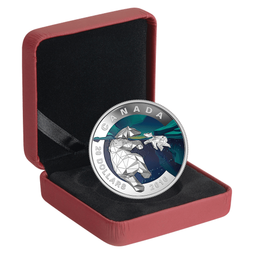 Pièce 1 once d'argent Épreuve numismatique Art et géométrie | Ours polaire 2016