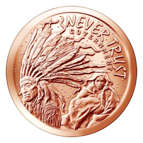 1 oz 2015 Never Trust Government Copper Round