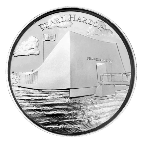 2 oz American Landmarks Series Pearl Harbor Ultra High Relief Silver Round | Elemetal Mint