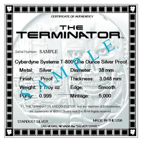 1 oz Terminator T-800 Silver Round