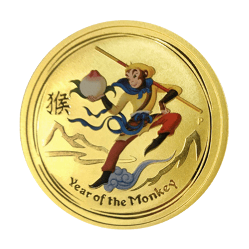 Pièce 1/2 once d'or coloré Le roi des singes 2016 | Monnaie de Perth