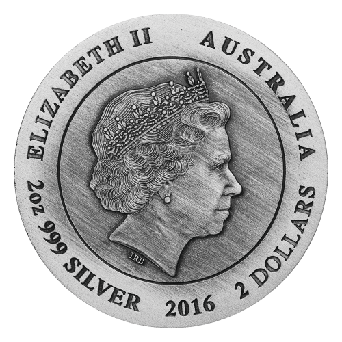 2 oz 2016 Australian Kangaroo Antiqued High Relief Silver Coin | Perth Mint