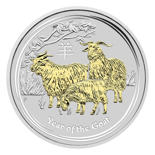 1 oz 2015 Lunar Year of the Goat Gilded Silver Coin | Perth Mint