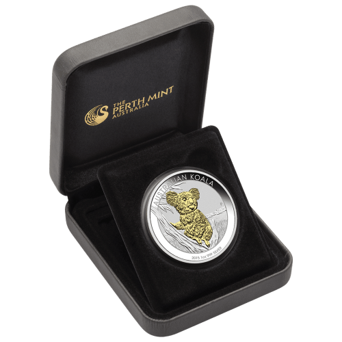 Pièce 1 once d'argent doré Koala australien 2015 | Monnaie de Perth
