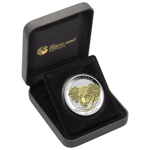 Pièce 1 once d'argent doré Koala australien 2014 | Monnaie de Perth
