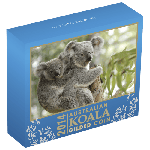 Pièce 1 once d'argent doré Koala australien 2014 | Monnaie de Perth