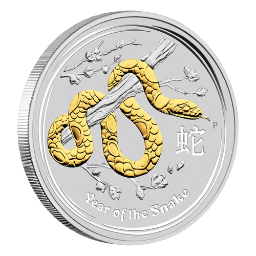 1 oz 2013 Lunar Year of the Snake Gilded Silver Coin | Perth Mint
