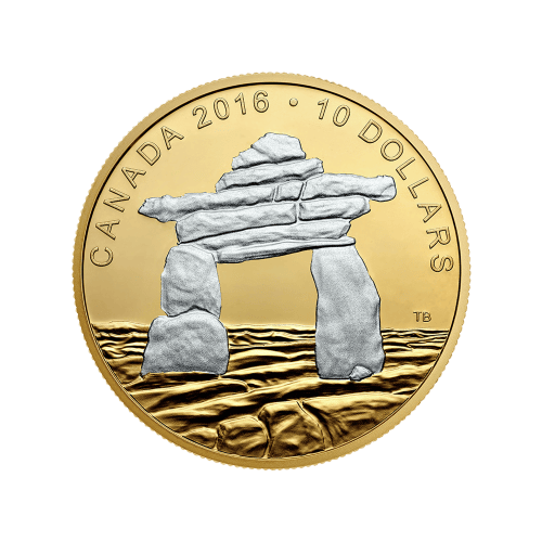 1/2 oz 2016 Iconic Canada: Inukshuk Reverse Plated Silver Proof Coin | Royal Canadian Mint