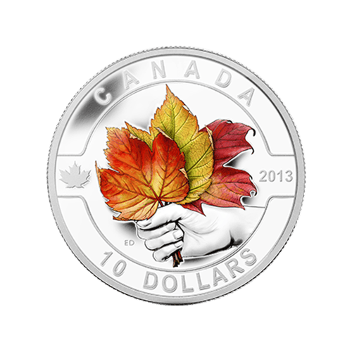 Pièce 1/2 once d'argent colorée Feuille d'érable | Série Ô Canada 2013