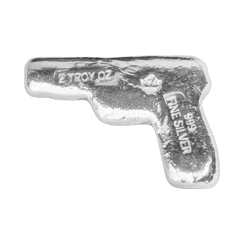2 onces Lingot d'argent Pistolet coulé à la main | Monarch Precious Metals