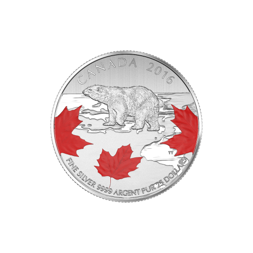 Pièce 1/4 once d'argent coloré 25 $ pour 25 $ Grand Nord 2016